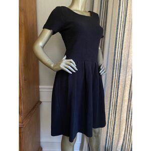 EUC GANNI Black Pique Fit & Flare Stretchy Dress L